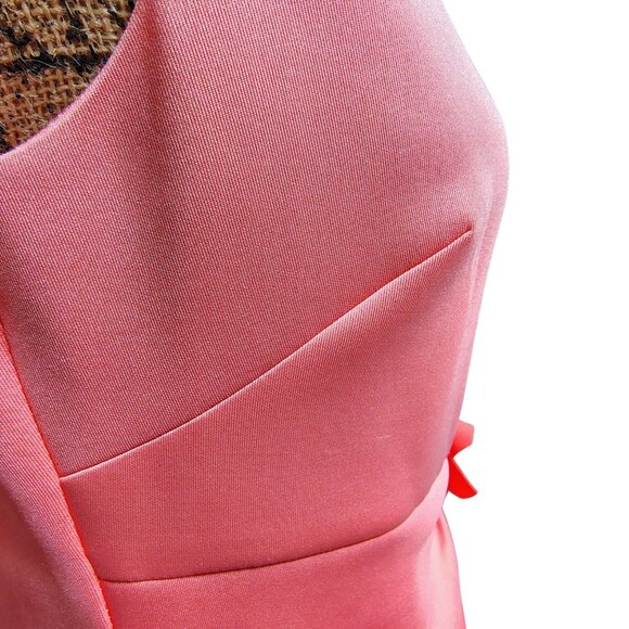 JH Evenings Coral Sheath Dress Size 8 NWT Satin Flower Waist Knee Length Formal - Picture 9 of 12